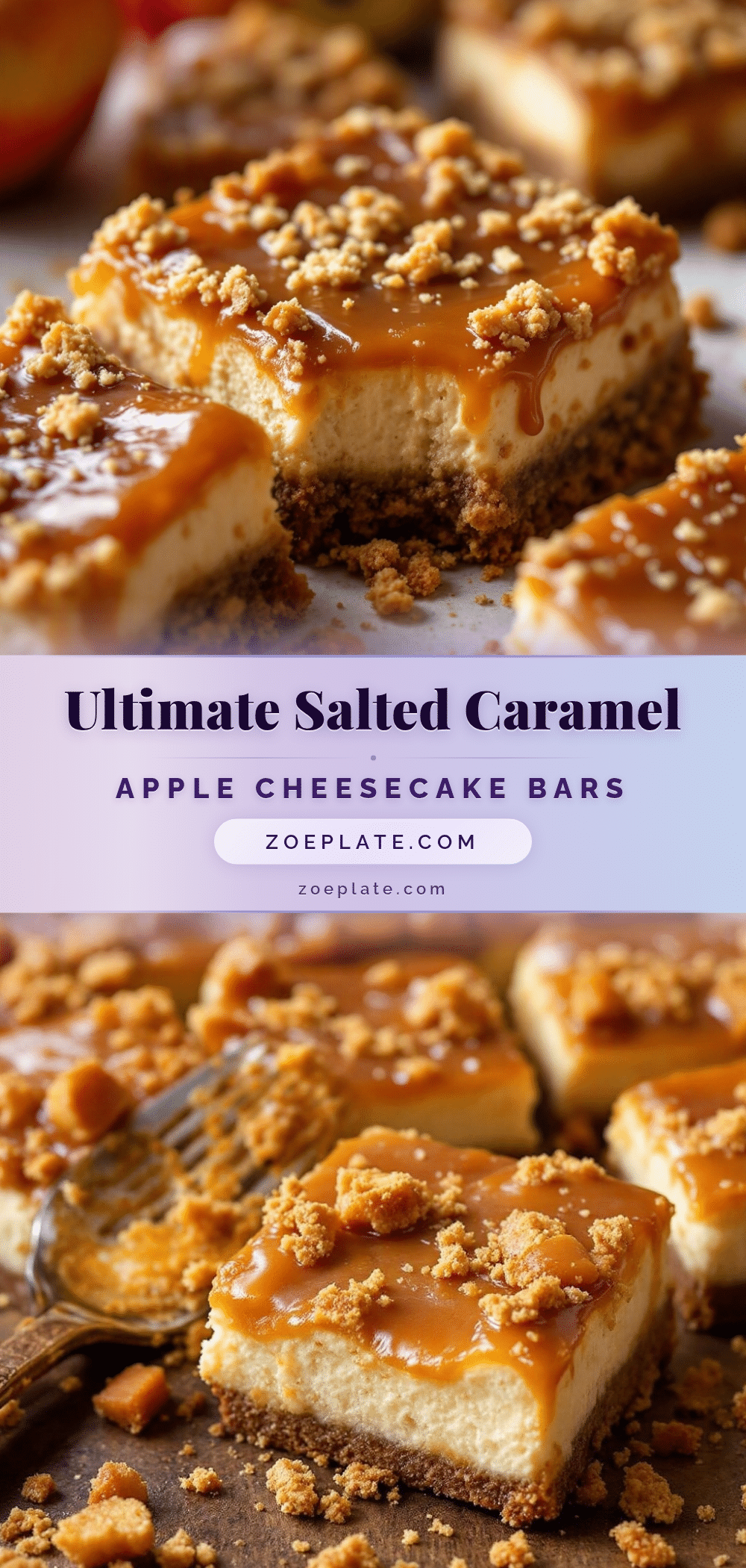 Salted Caramel Apple Cheesecake Bars recipe