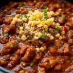 smoky chipotle crockpot beef chili - featured image