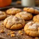 soft baked pumpkin snickerdoodle cookies - featured image