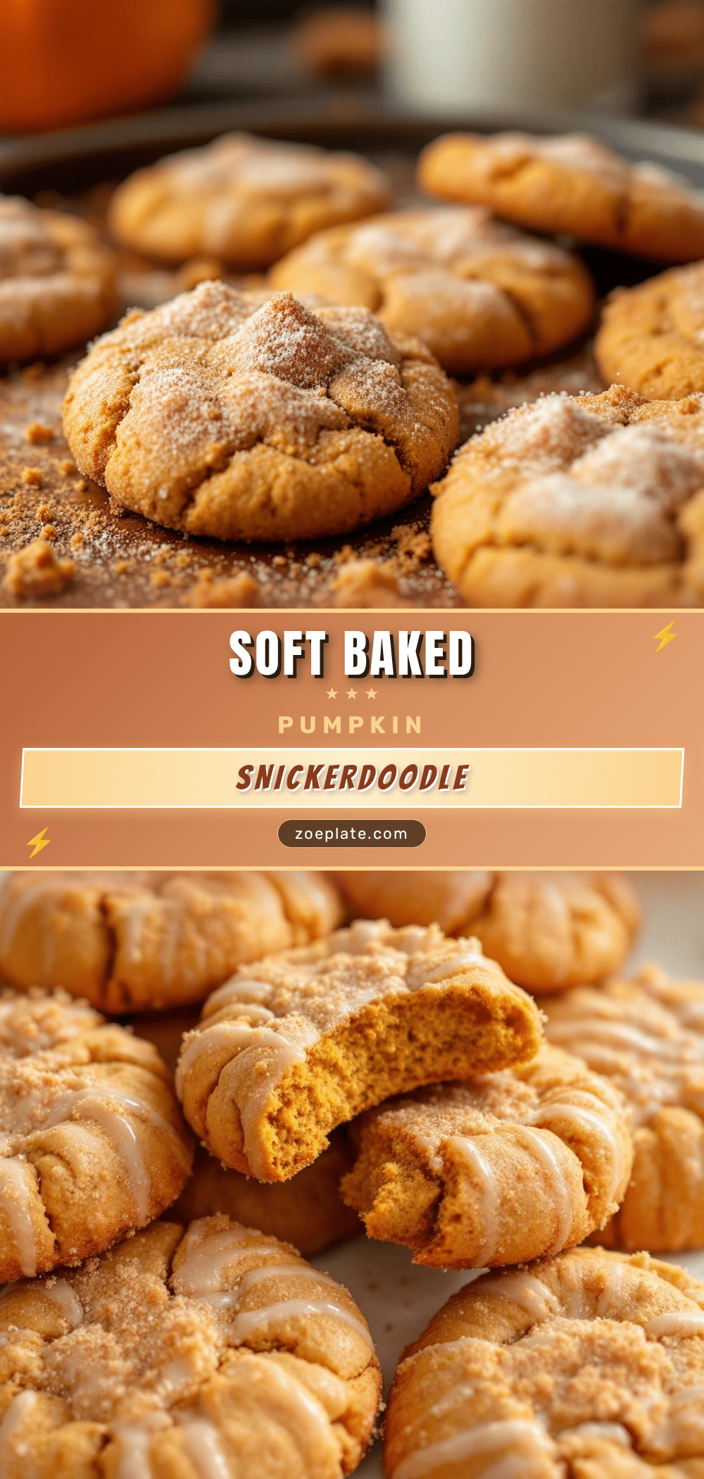 soft baked pumpkin snickerdoodle cookies recipe