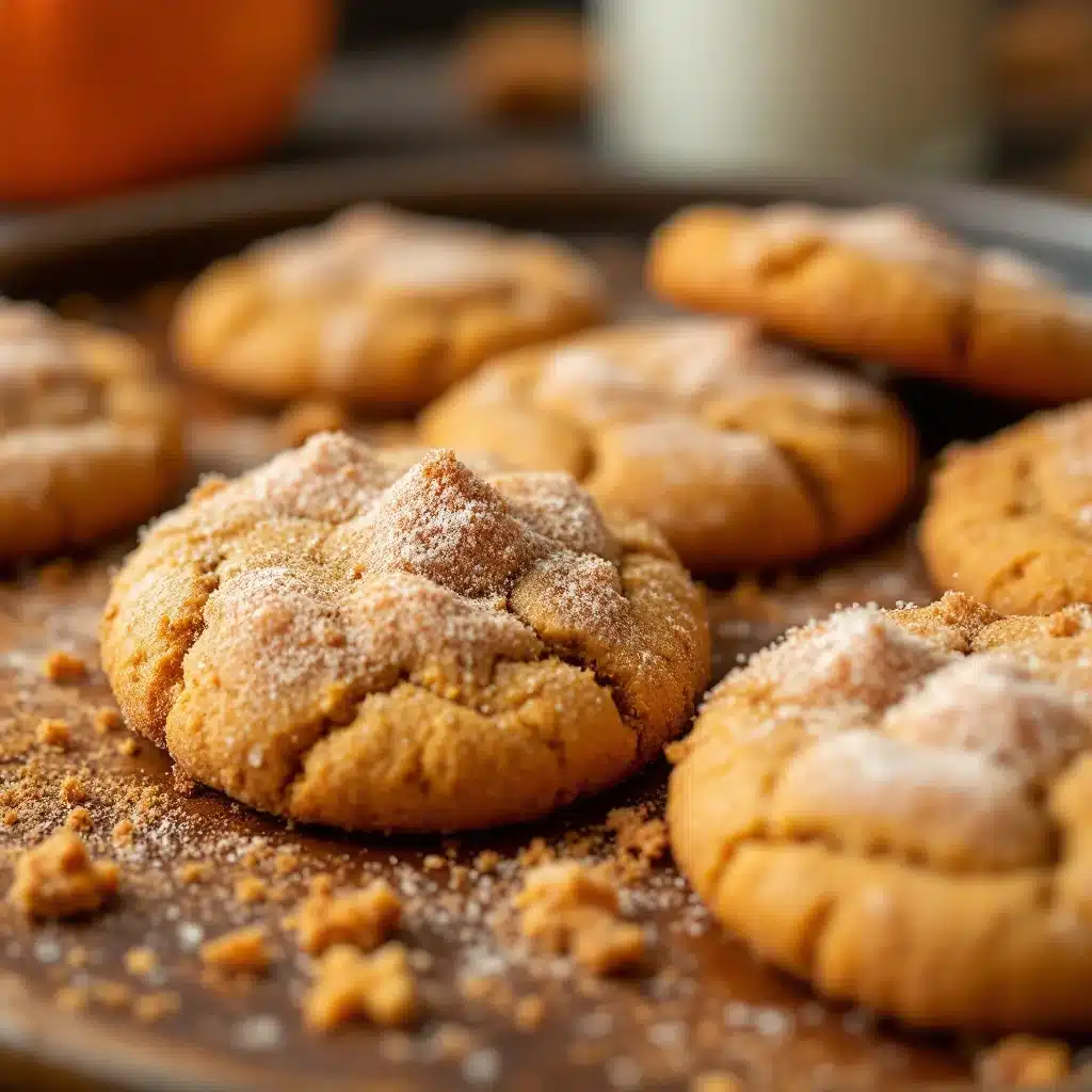 soft baked pumpkin snickerdoodle cookies - featured image