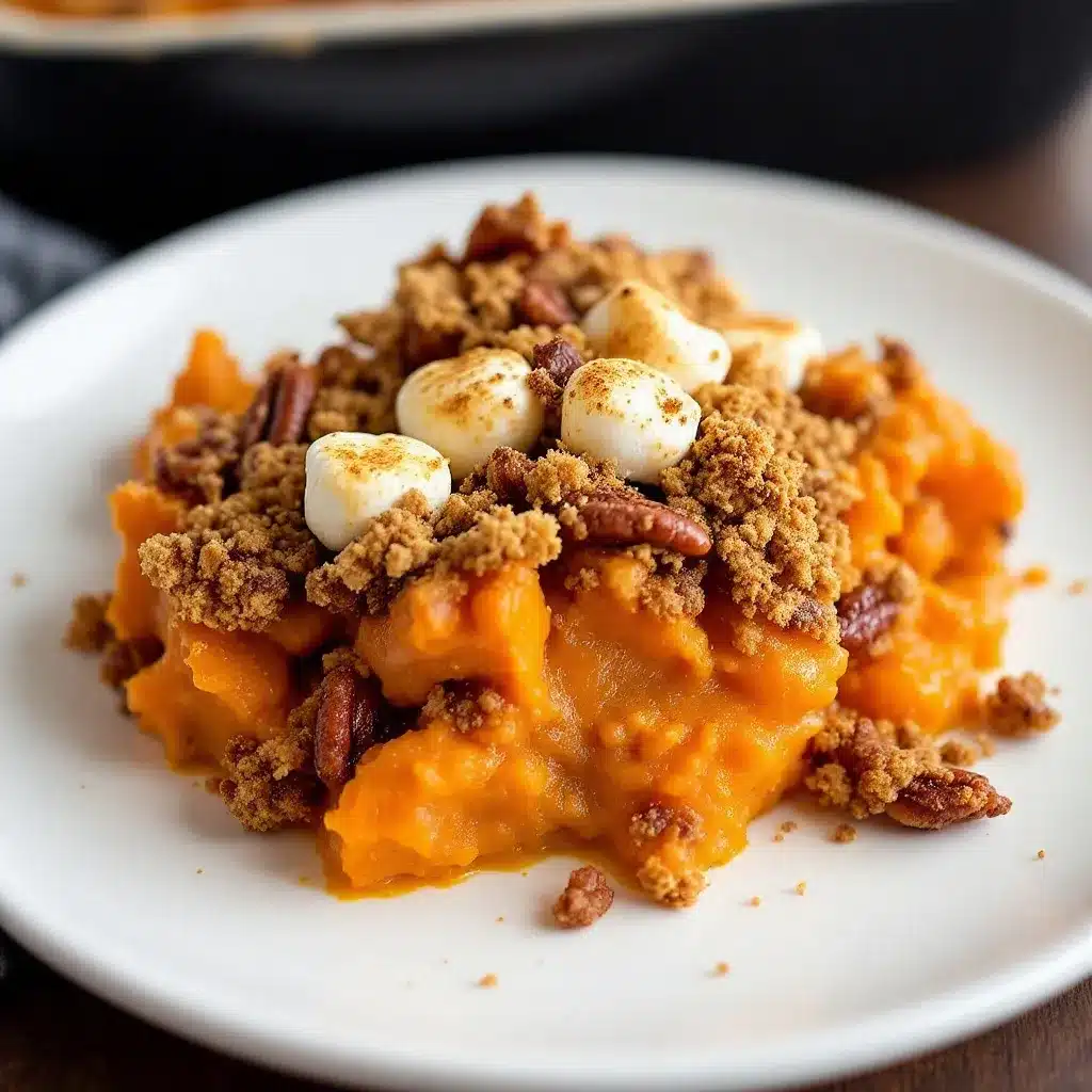 sweet potato casserole with marshmallow pecan crumble preparation steps
