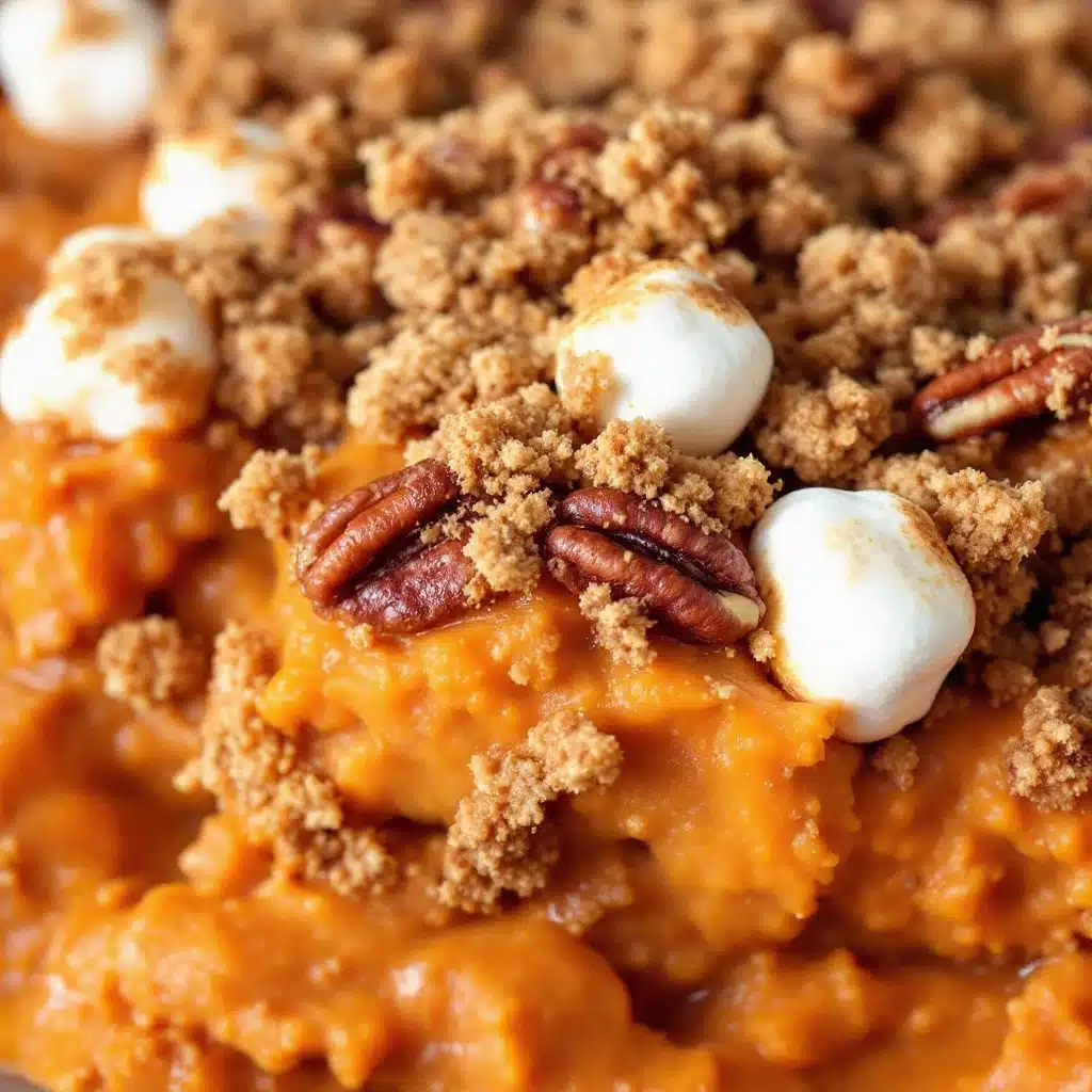 sweet potato casserole with marshmallow pecan crumble - featured image