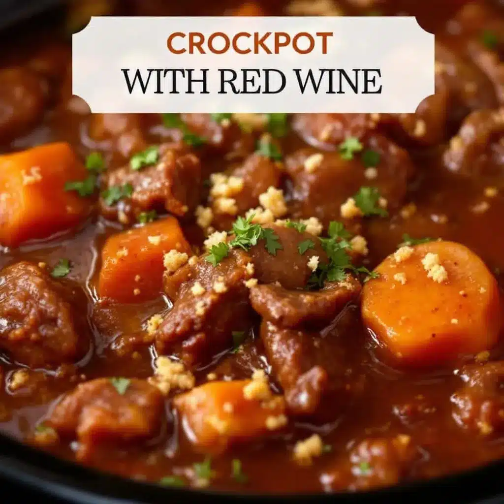cozy crockpot beef stew with red wine preparation steps