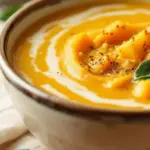 creamy acorn squash soup with crispy sage - featured image