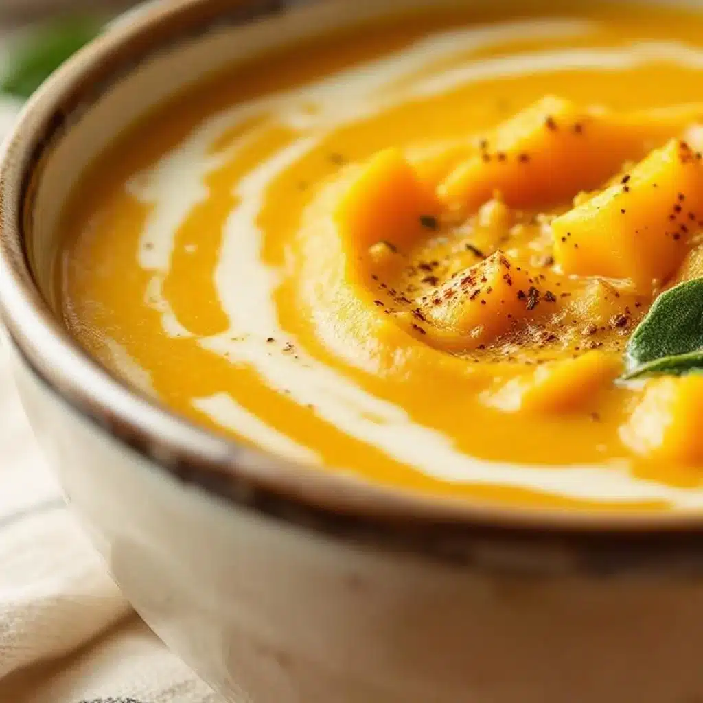 creamy acorn squash soup with crispy sage - featured image