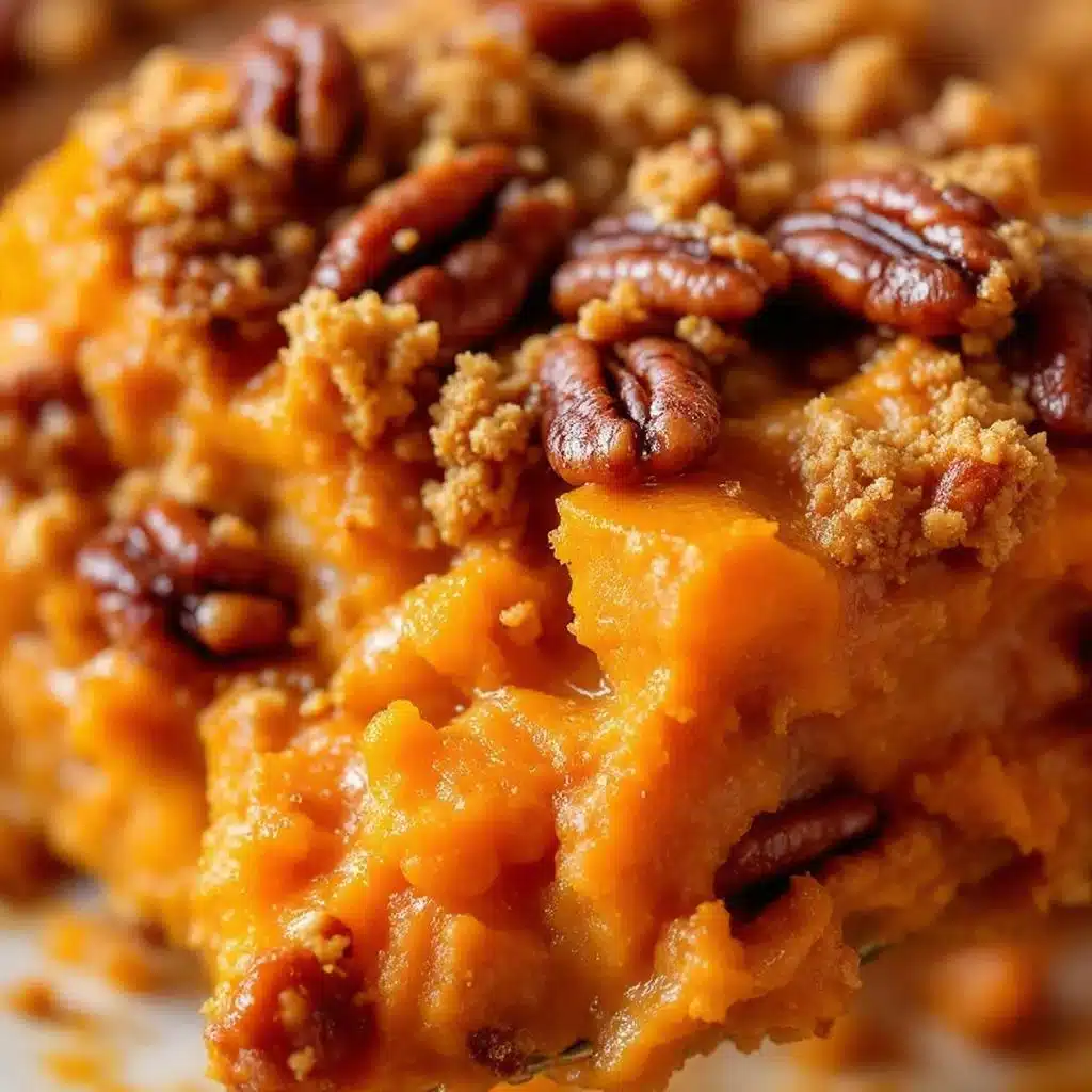 creamy brown sugar pecan sweet potato casserole - featured image