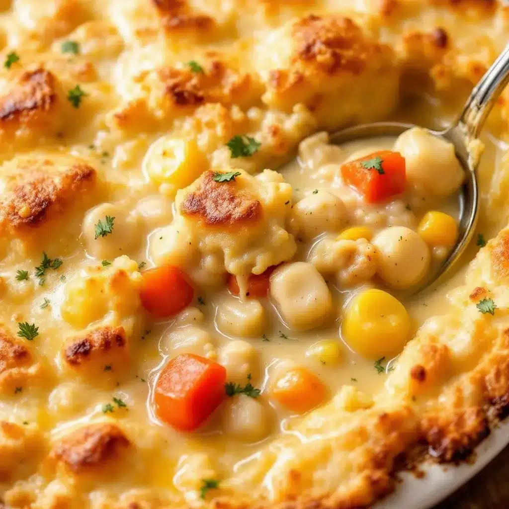 creamy chicken pot pie with flaky biscuits preparation steps