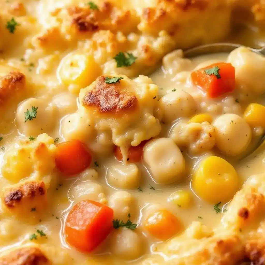 creamy chicken pot pie with flaky biscuits - featured image