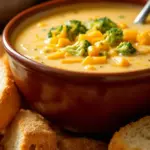 creamy crockpot cheddar broccoli soup - featured image