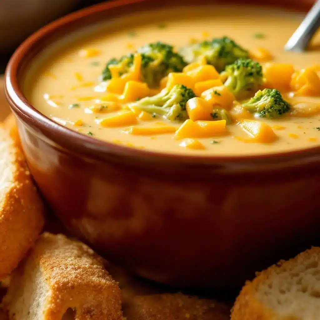 creamy crockpot cheddar broccoli soup - featured image