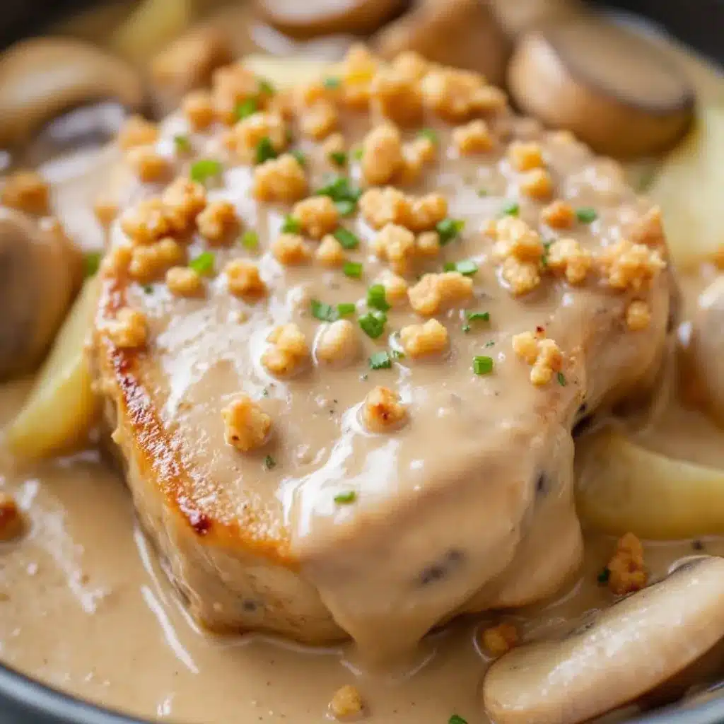 creamy crockpot pork chops with mushroom sauce preparation steps