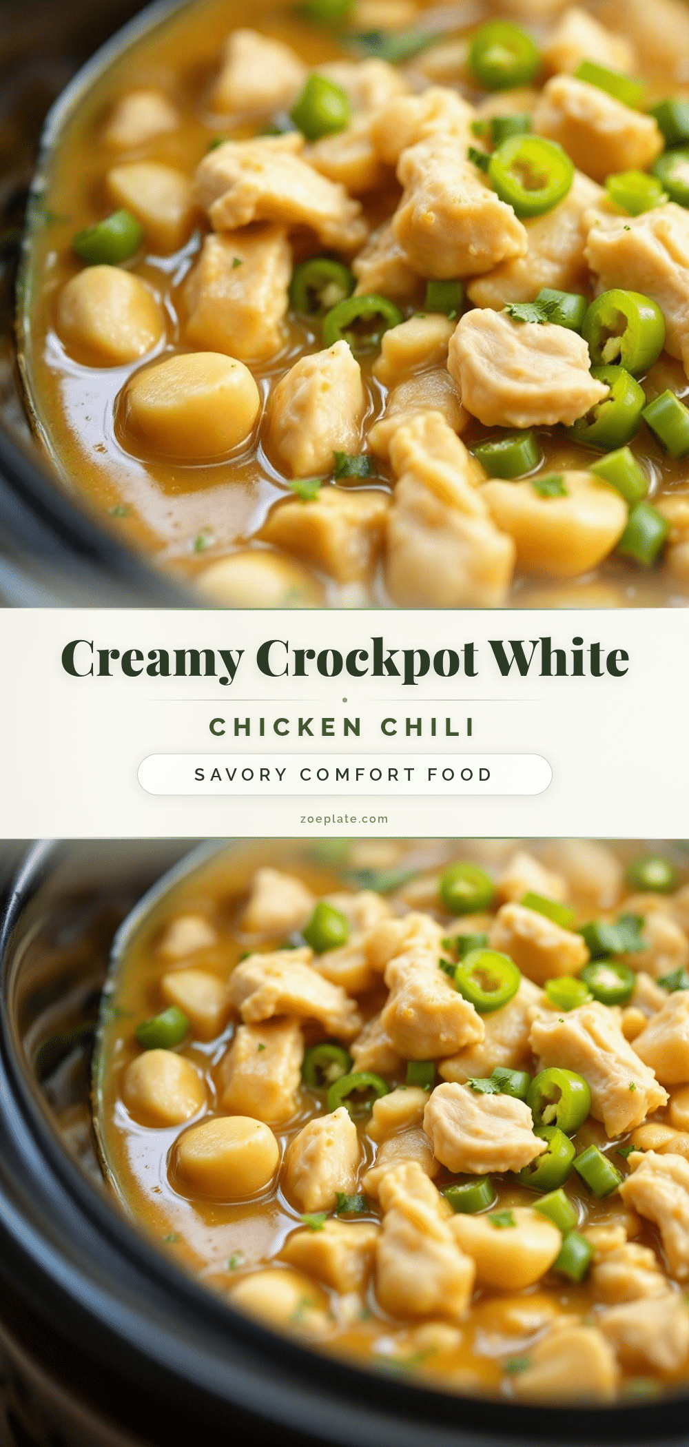 creamy crockpot white chicken chili recipe