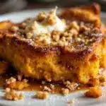creamy overnight pumpkin french toast casserole - featured image