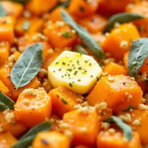 creamy roasted butternut squash with sage butter - featured image