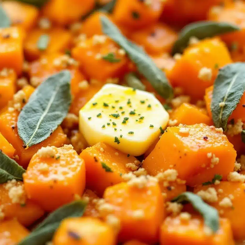 creamy roasted butternut squash with sage butter - featured image