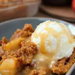 creamy salted caramel apple crisp for two - featured image