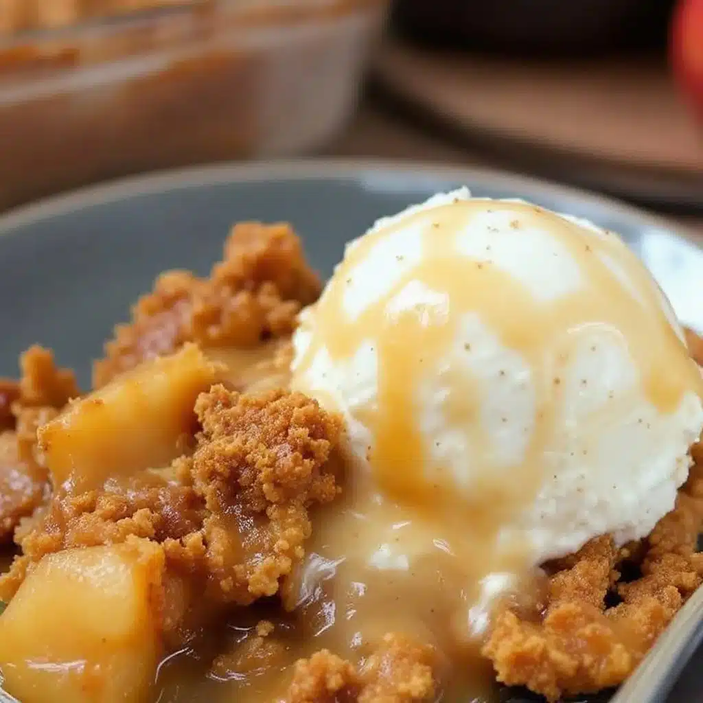 creamy salted caramel apple crisp for two - featured image