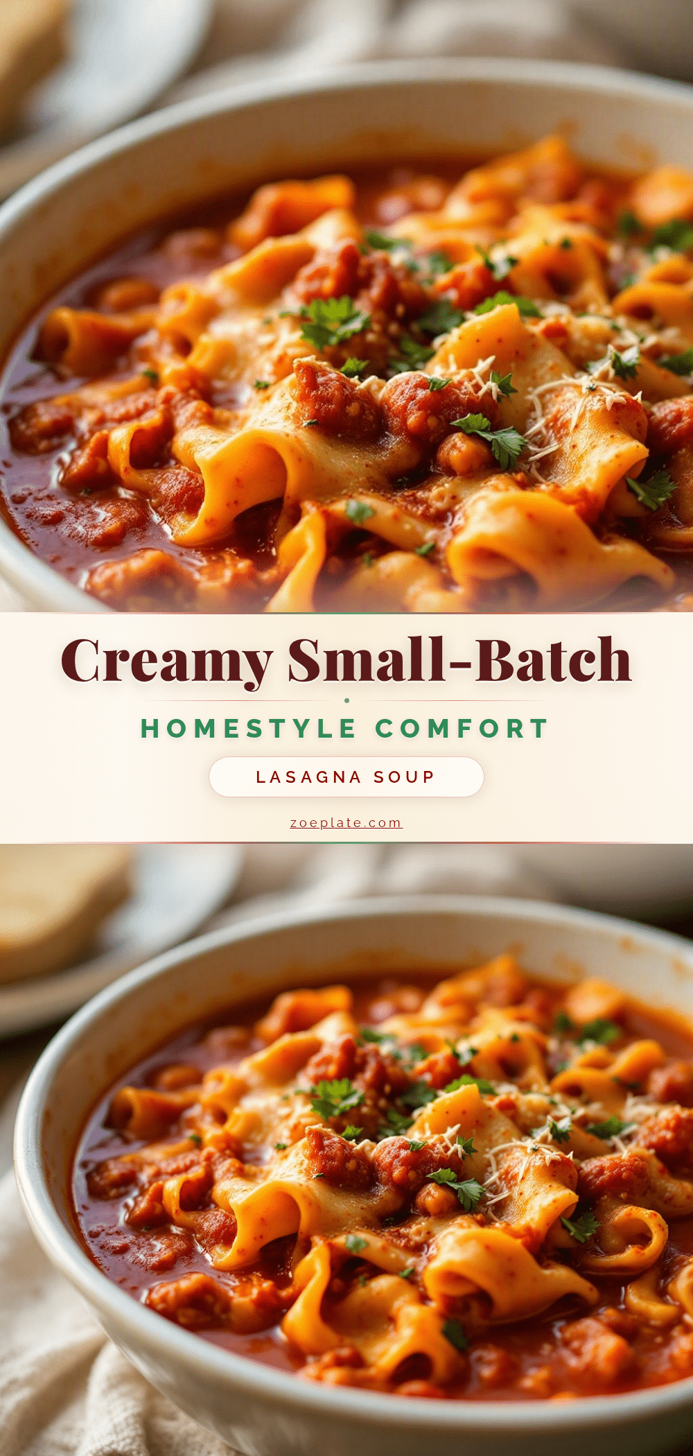 creamy small-batch lasagna soup for two recipe