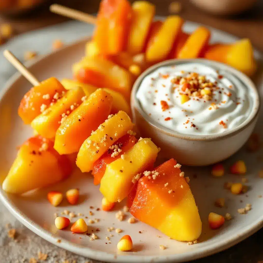Crispy Candy Corn Fruit Skewers preparation steps