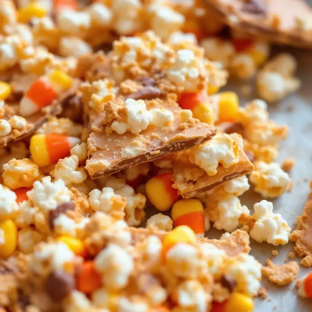 Crispy Candy Corn Popcorn Bark preparation steps