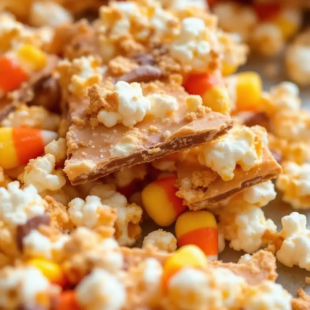 Crispy Candy Corn Popcorn Bark - featured image