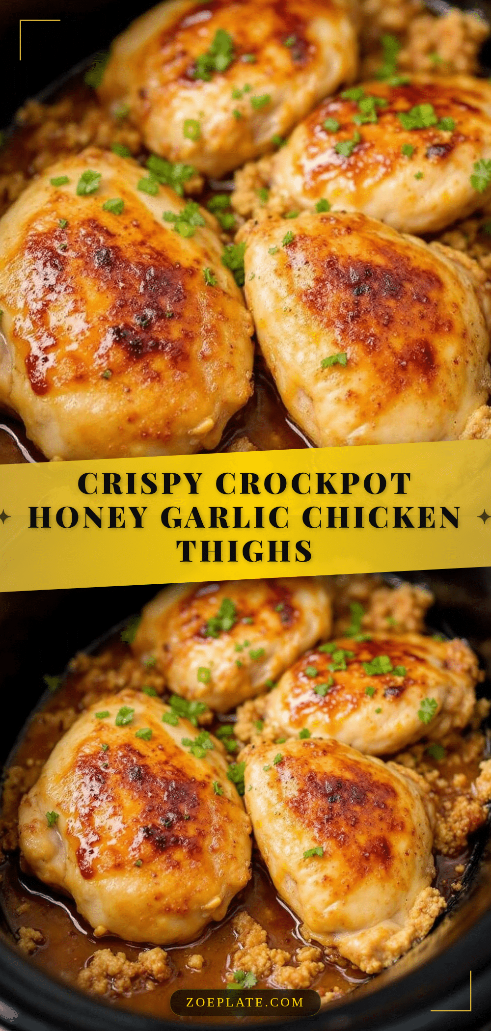 Crispy Crockpot Honey Garlic Chicken Thighs recipe