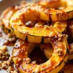 crispy maple glazed delicata squash rings - featured image