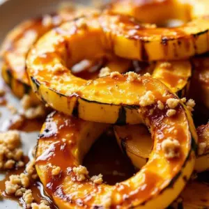 crispy maple glazed delicata squash rings - featured image