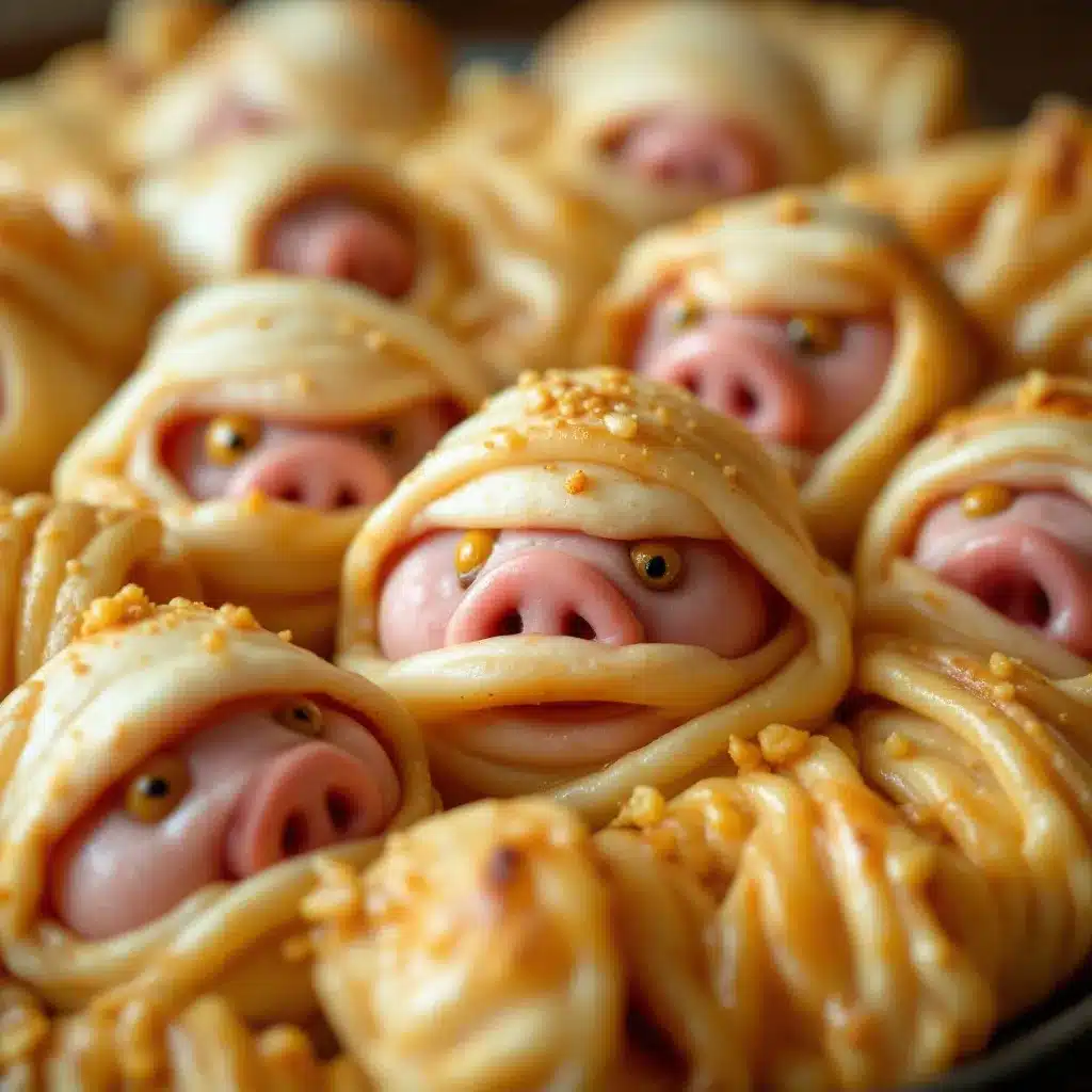cute mummy pigs in a blanket preparation steps