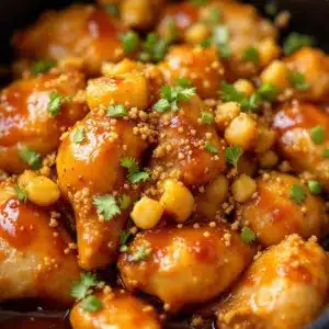 easy crockpot honey garlic chicken - featured image