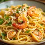 garlic butter shrimp pasta - featured image