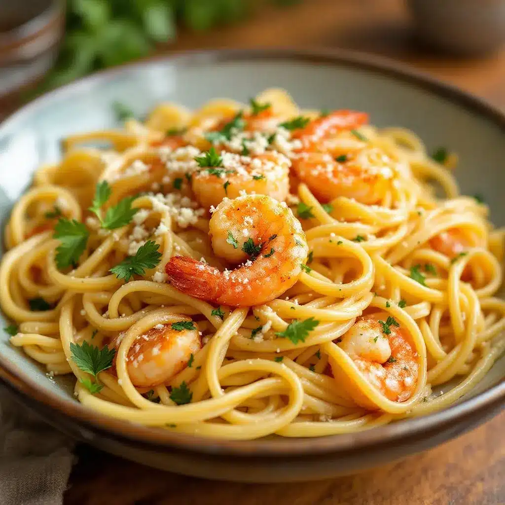 garlic butter shrimp pasta preparation steps