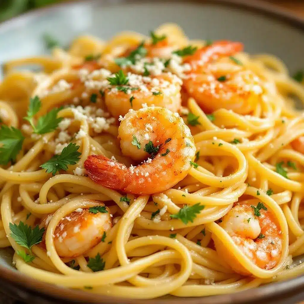 garlic butter shrimp pasta - featured image