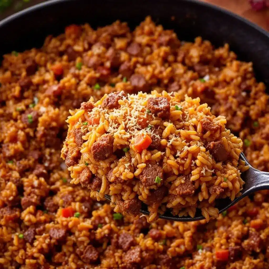 ground beef and rice skillet preparation steps
