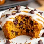 iced pumpkin chocolate chip muffins - featured image