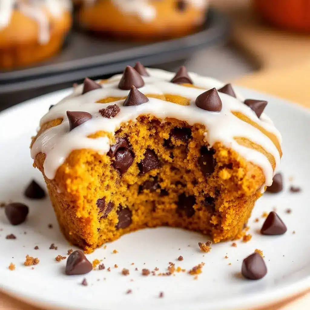 iced pumpkin chocolate chip muffins preparation steps