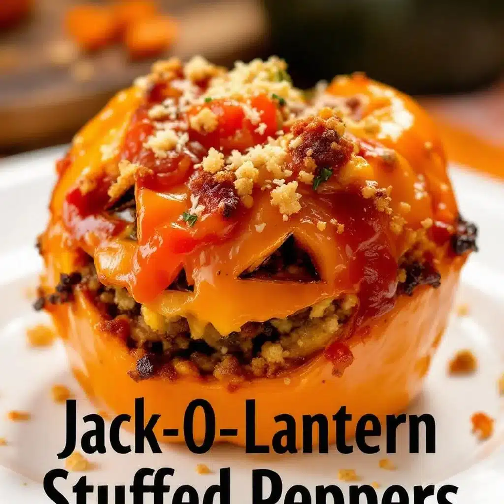 jack-o-lantern stuffed peppers - featured image
