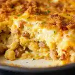 make-ahead sausage hash brown casserole - featured image