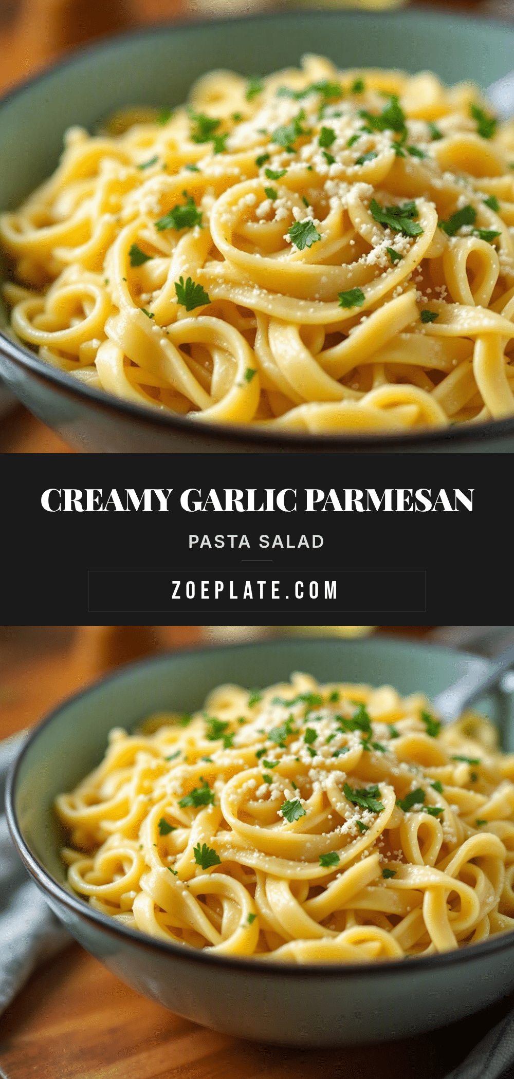 Quick Creamy Garlic Parmesan Pasta Salad recipe