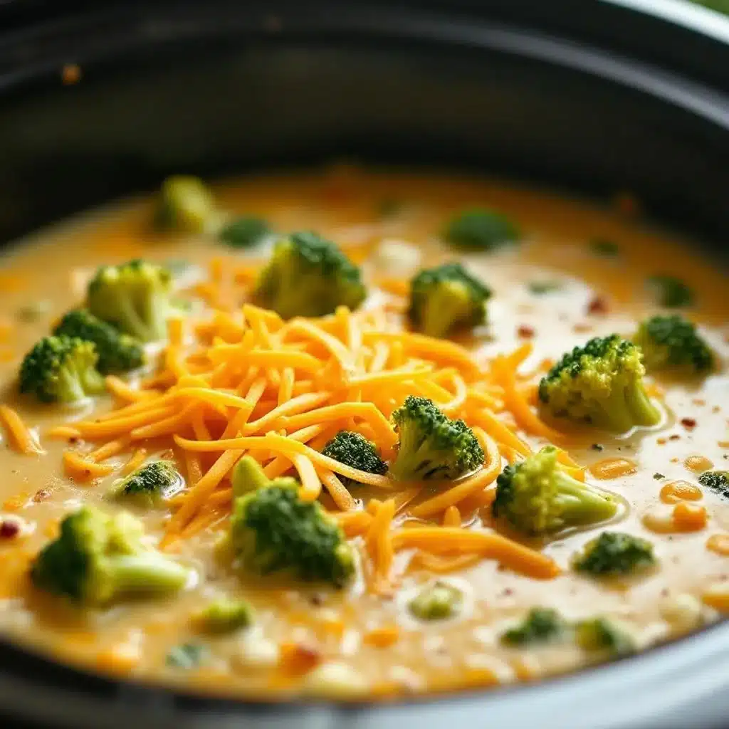 slow cooker cheddar broccoli soup - featured image