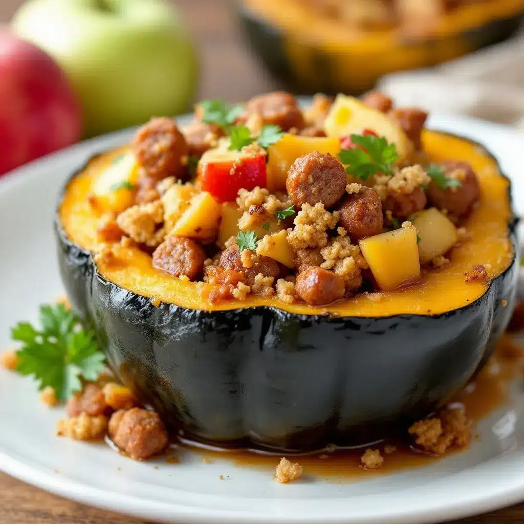 slow cooker stuffed acorn squash with sausage preparation steps