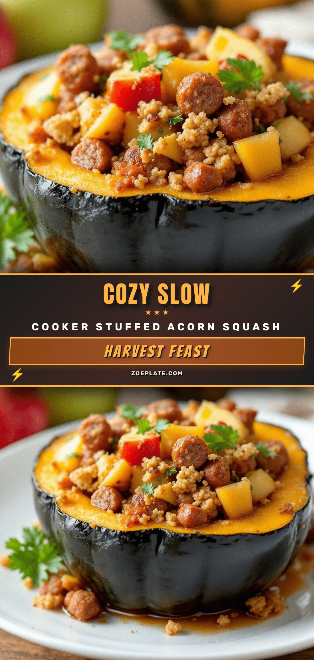 slow cooker stuffed acorn squash with sausage recipe