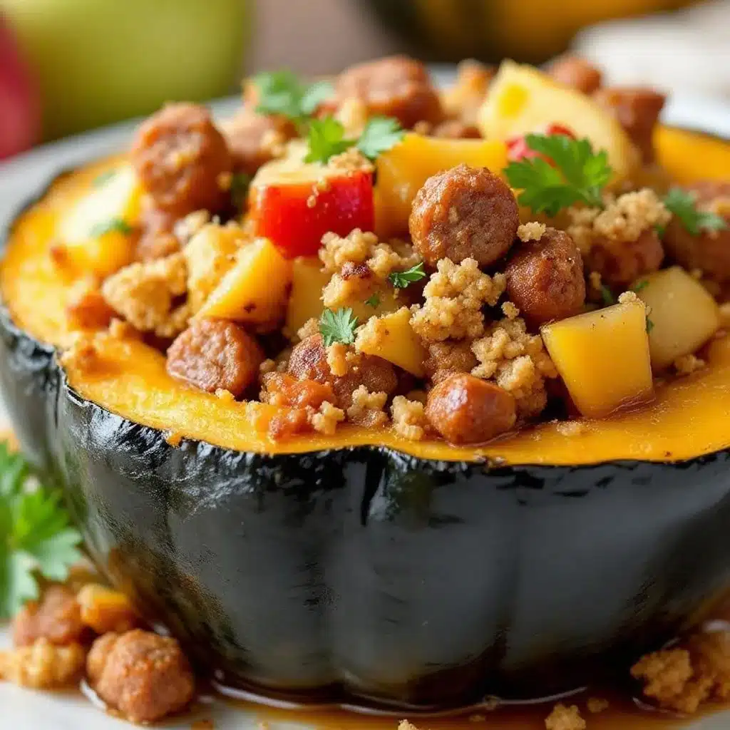 slow cooker stuffed acorn squash with sausage - featured image