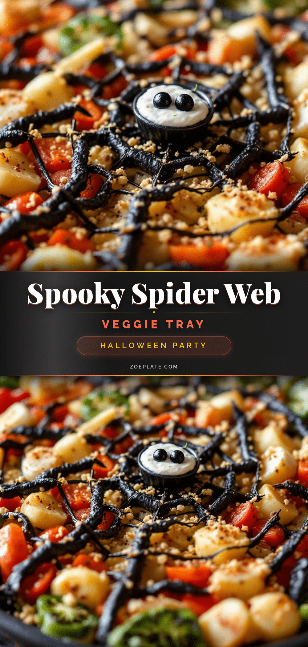 spooky halloween veggie tray spider web recipe