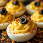 spooky olive eye deviled eggs - featured image