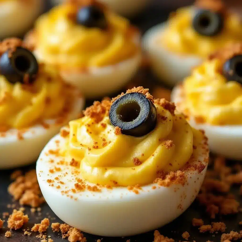 spooky olive eye deviled eggs - featured image