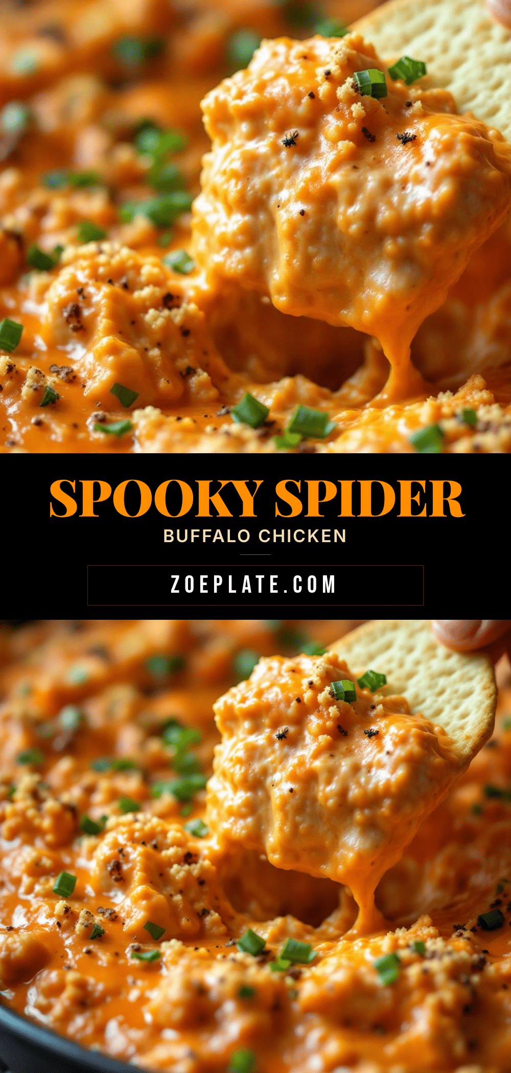 Spooky Spider Buffalo Chicken Dip recipe